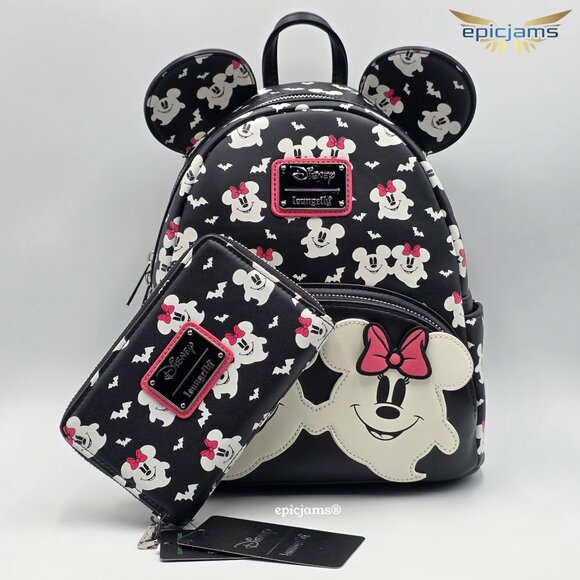 Loungefly Handbags - Loungefly Disney Mickey & Minnie Mouse Ghostly Glow-in-the-Dark Mini Backpack Se